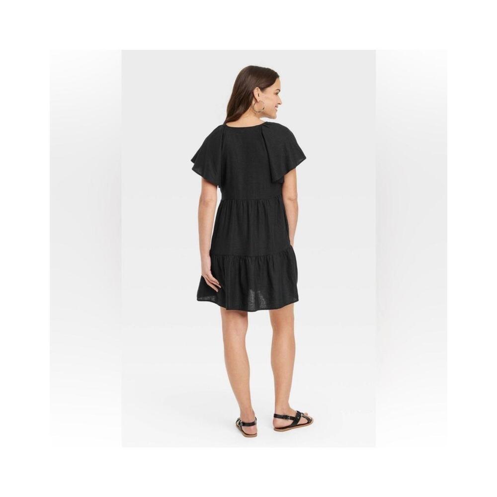 Universal Thread Flutter Short Sleeve Mini Skater Dress Black S Small - Picture 7 of 7